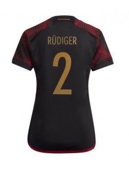 Tyskland Antonio Rudiger #2 Replika Borta Kläder Dam VM 2022 Kortärmad